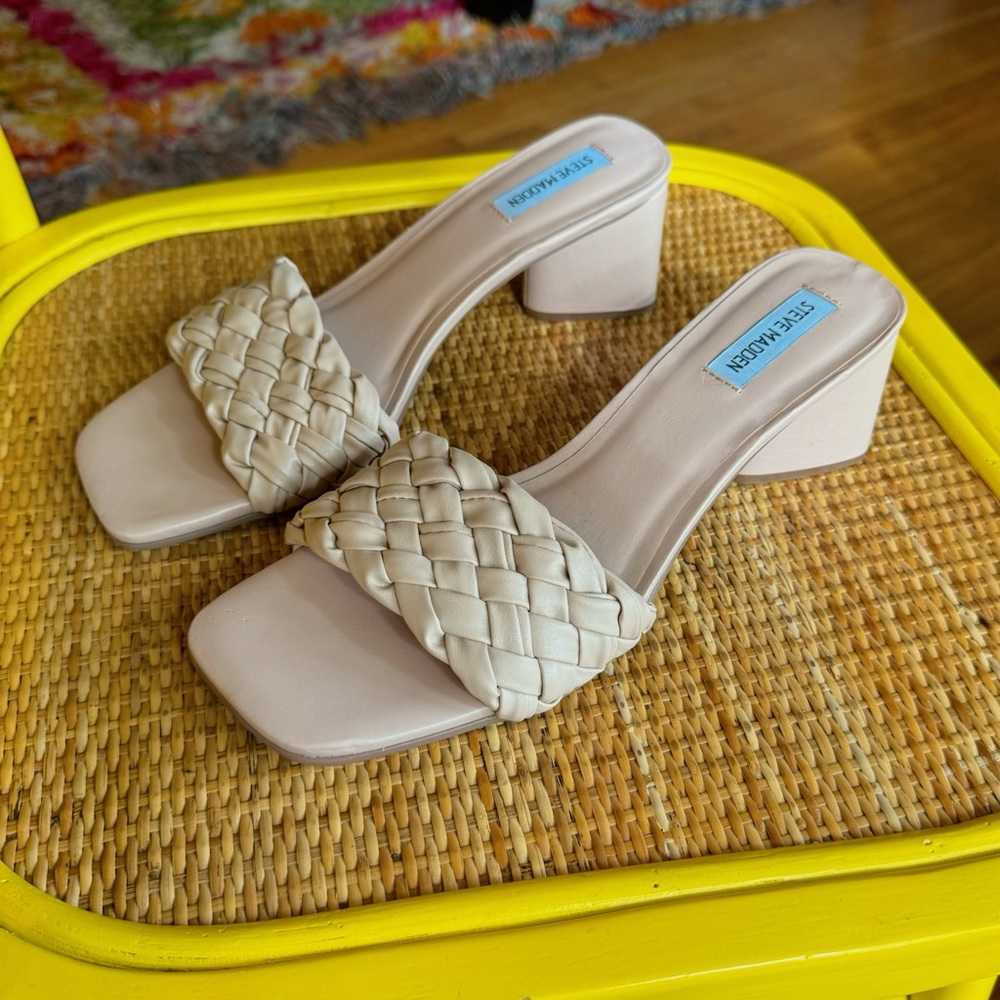 Steve Madden Braided Heeled Sandal Size 10 Nude